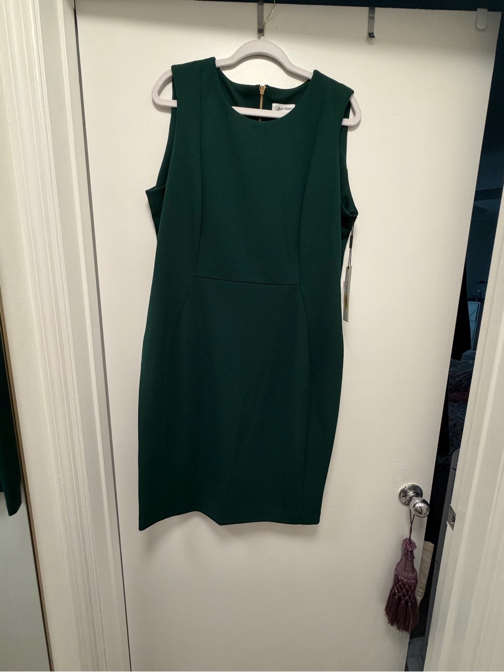 Calvin Klein Dark Green Sleeveless Sheath Dress